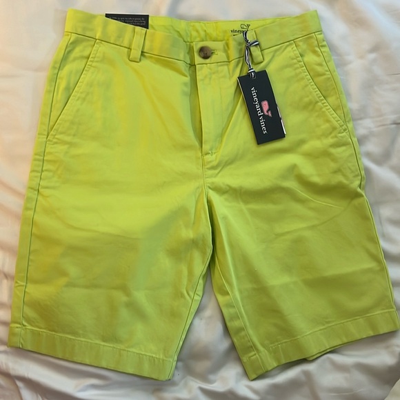 🛍️Vineyard Vines Boy Stretch Breaker Short NWT Lime Tennis Ball Yellow 16 Large - Picture 2 of 6